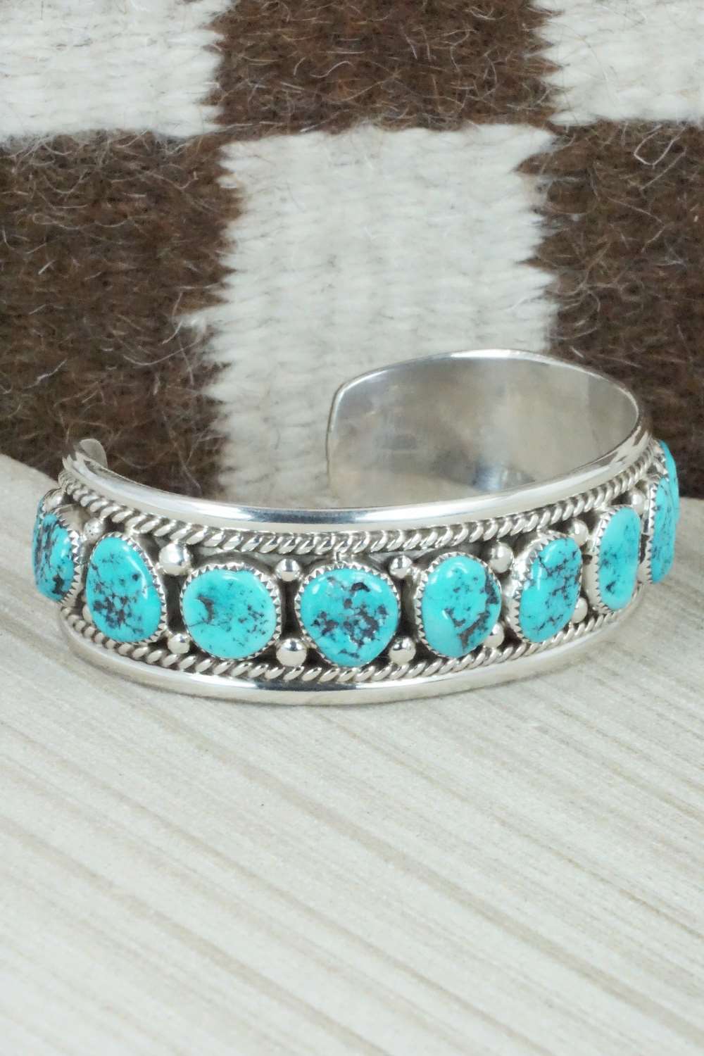Turquoise & Sterling Silver Bracelet - Anthony Brown - Image 7