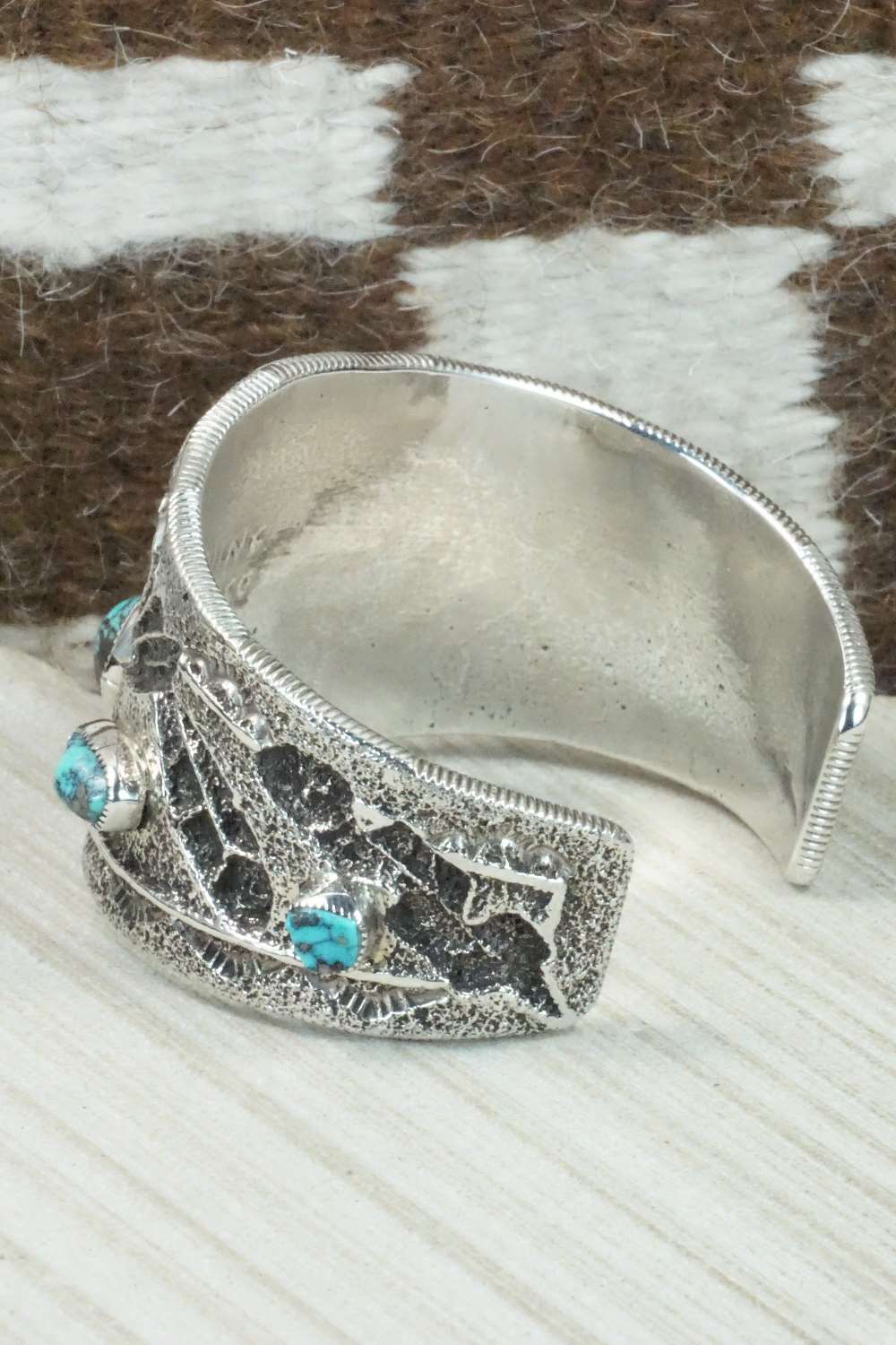 Turquoise & Sterling Silver Bracelet - Delbert Arviso - Image 4