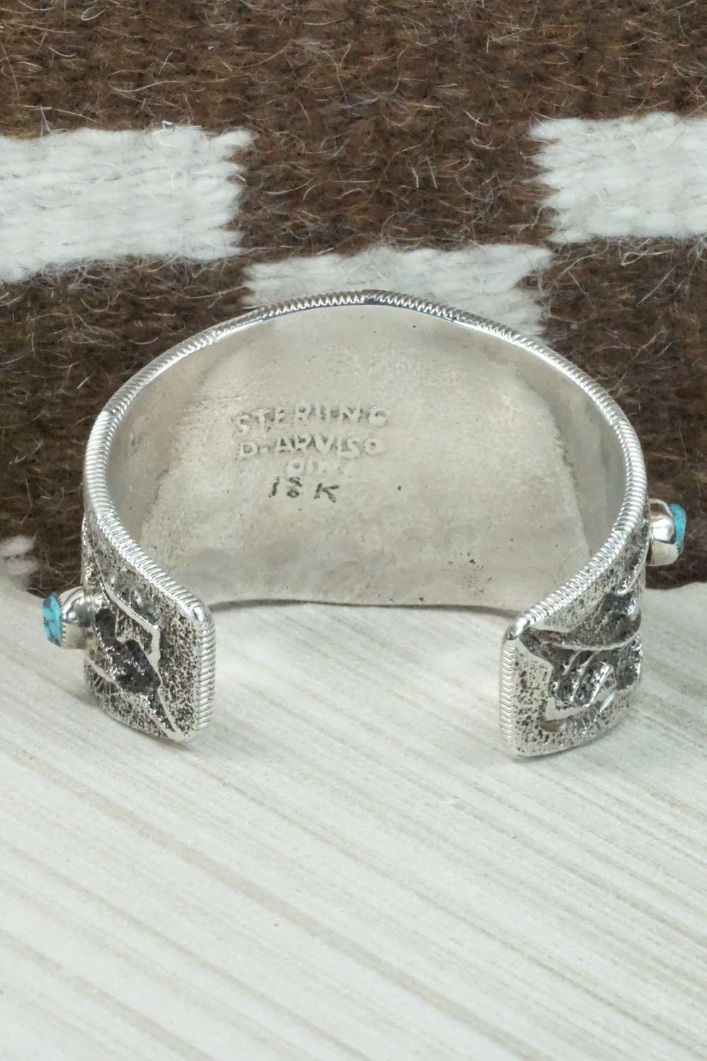 Turquoise & Sterling Silver Bracelet - Delbert Arviso - Image 5