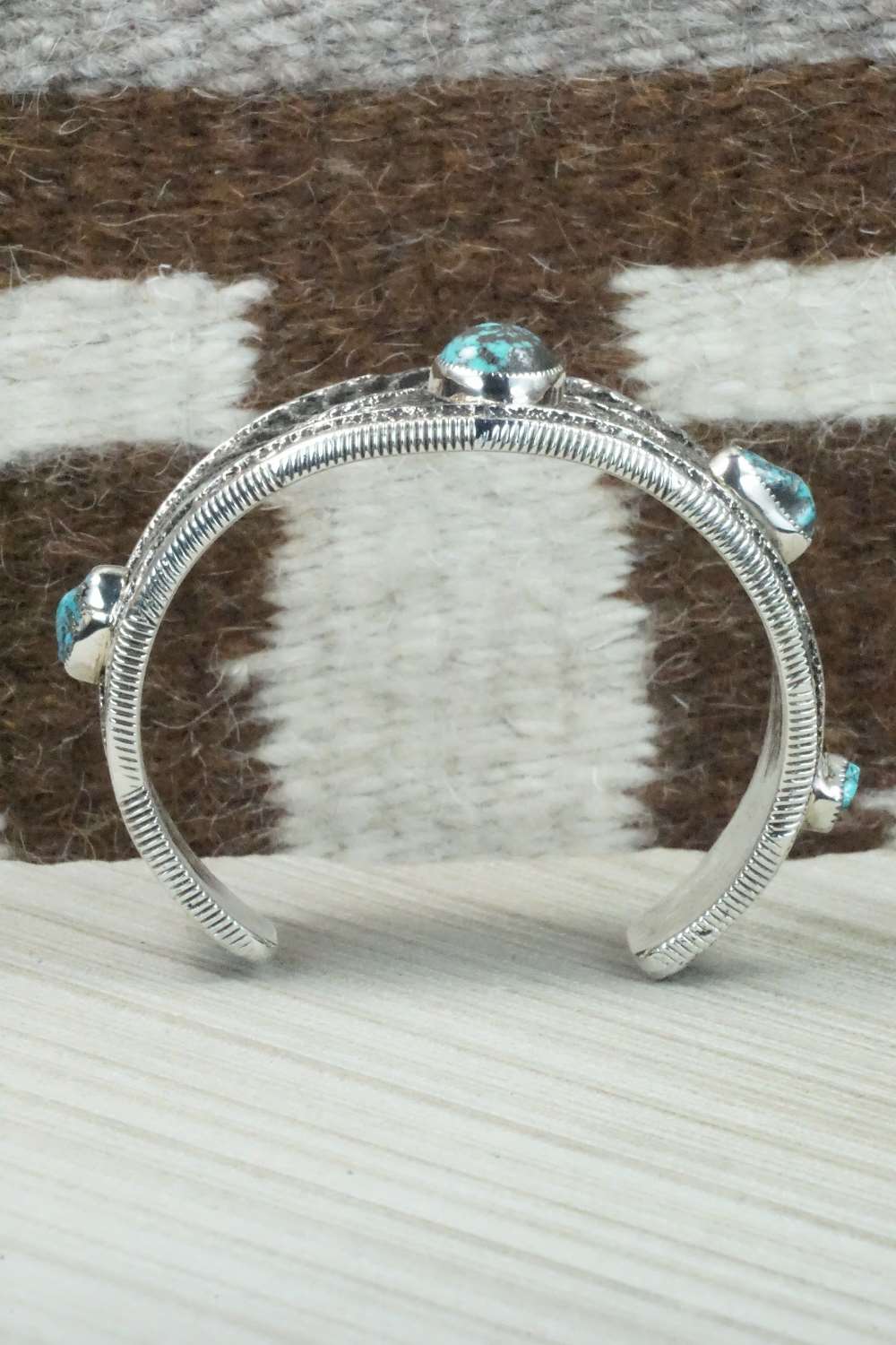 Turquoise & Sterling Silver Bracelet - Delbert Arviso - Image 9