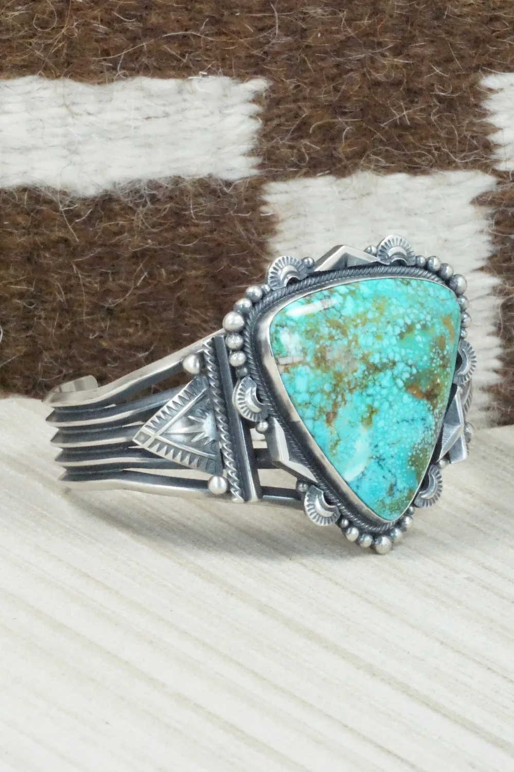 Turquoise & Sterling Silver Bracelet - Derrick Gordon - Image 8