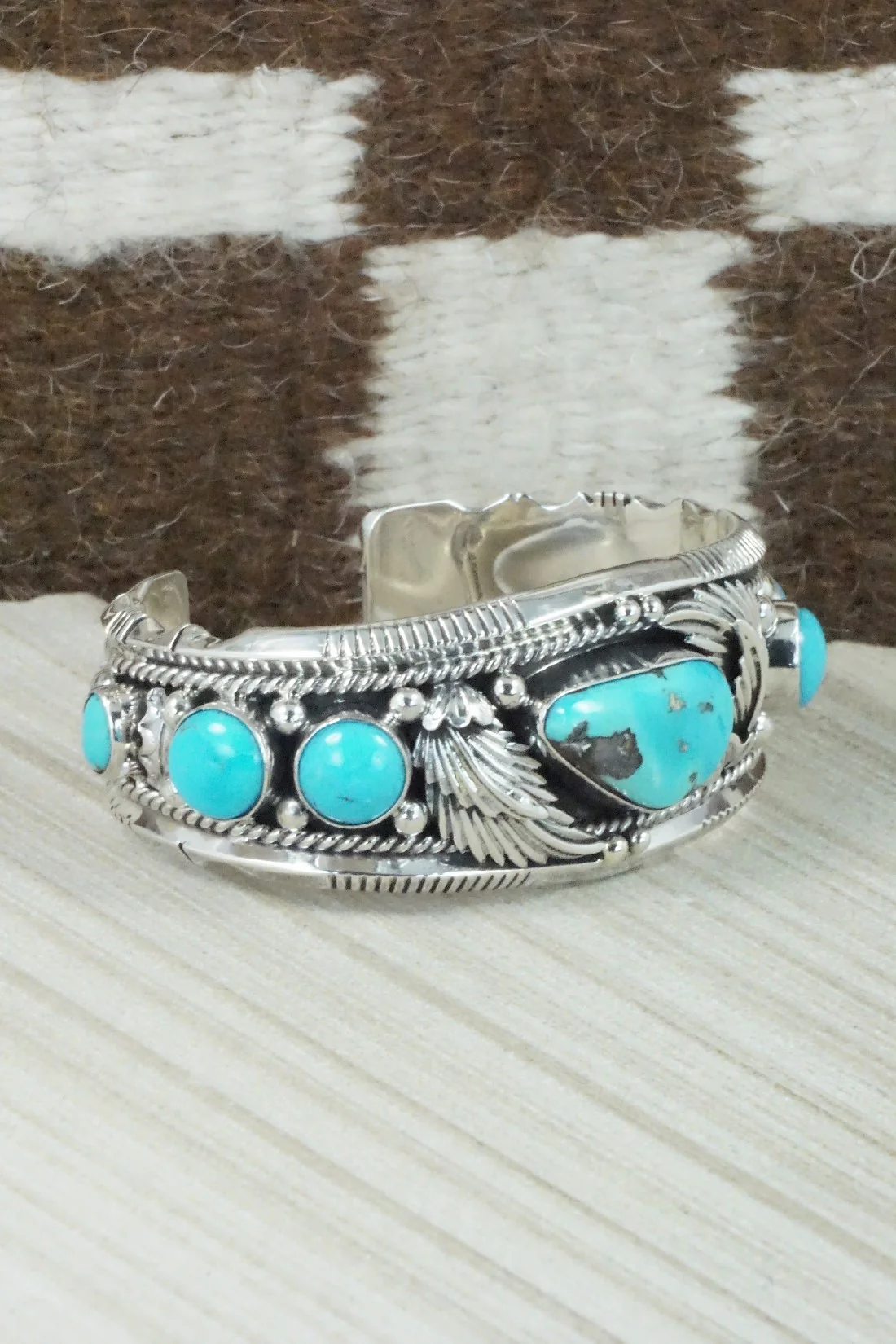 Turquoise & Sterling Silver Bracelet - Emerson Delgarito - Image 7