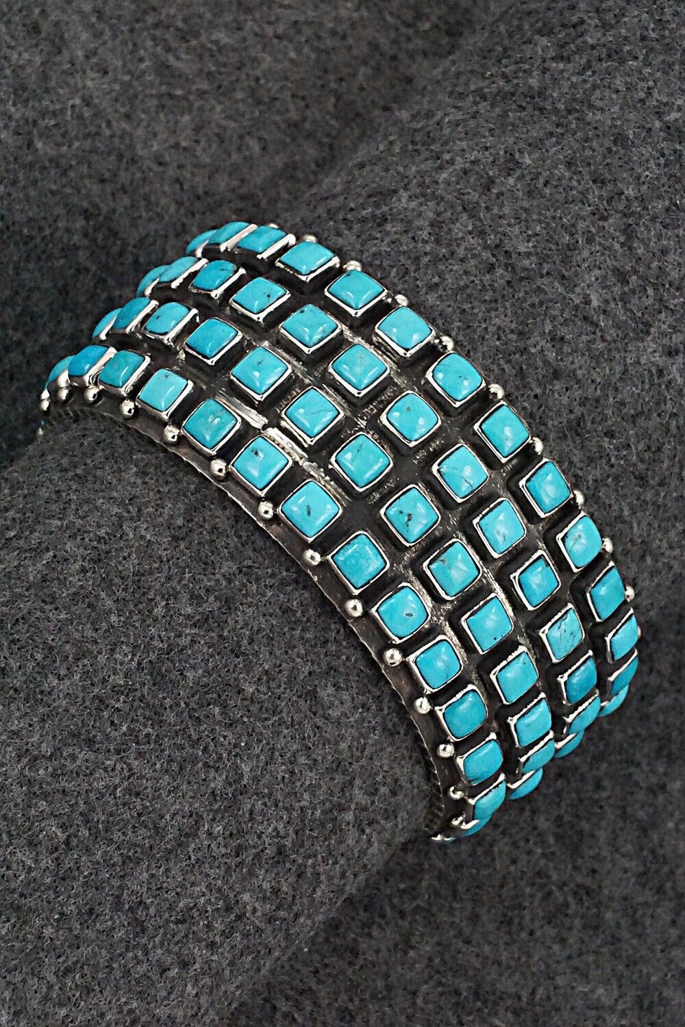 Turquoise & Sterling Silver Bracelet - Ernest Rangel - Image 9