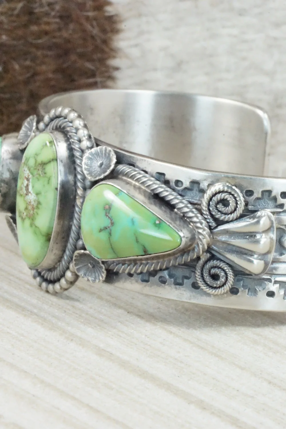 Turquoise & Sterling Silver Bracelet - Hemerson Brown - Image 4
