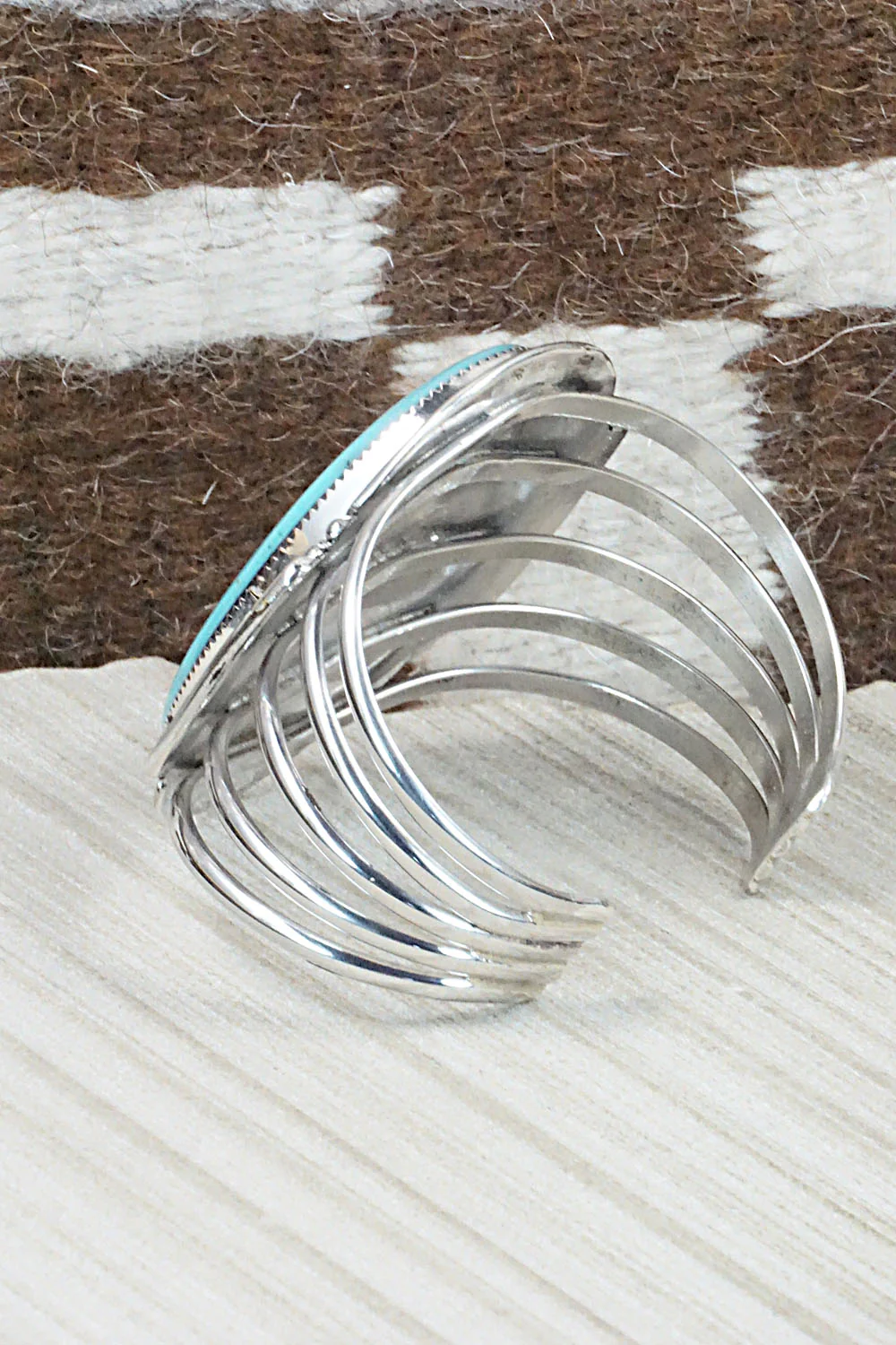 Turquoise & Sterling Silver Bracelet - Kenny Calavaza - Image 3