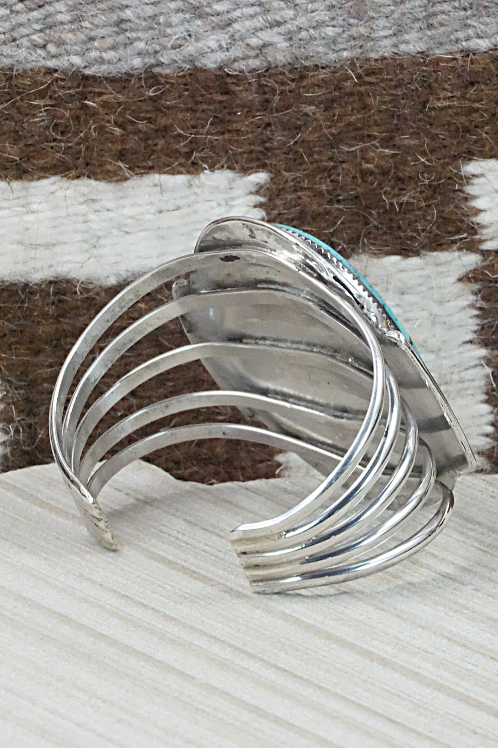 Turquoise & Sterling Silver Bracelet - Kenny Calavaza - Image 5
