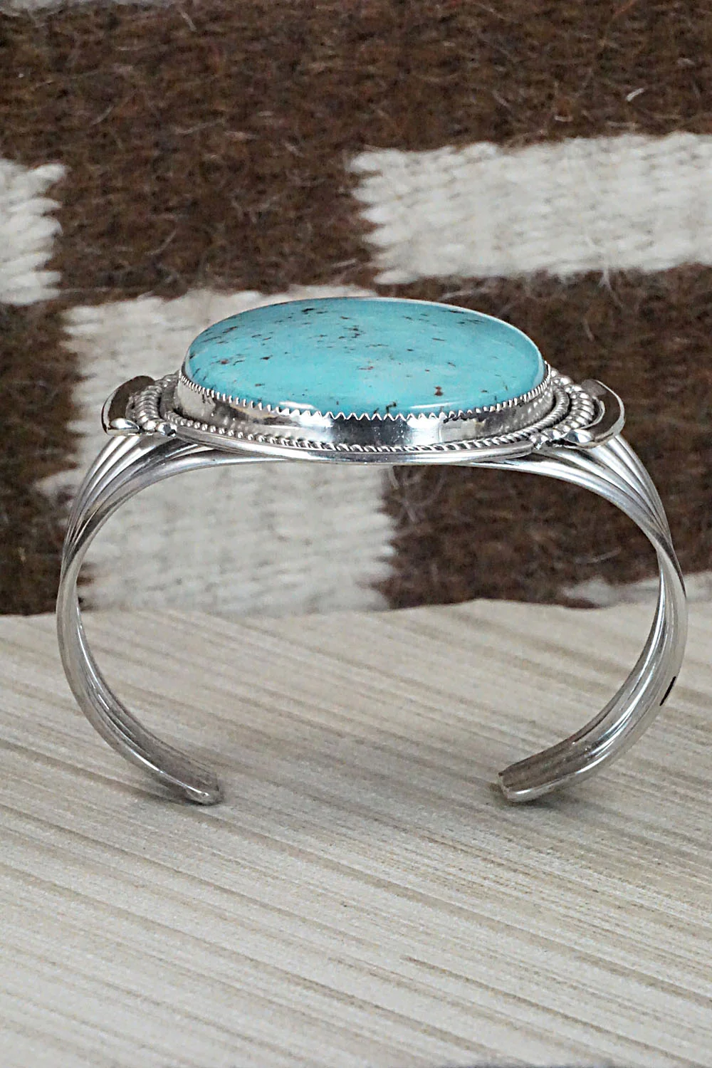 Turquoise & Sterling Silver Bracelet - Kenny Calavaza - Image 7