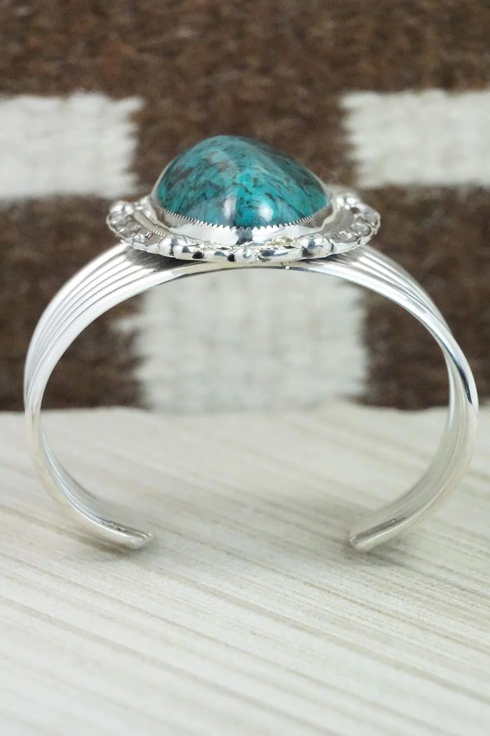 Turquoise & Sterling Silver Bracelet - Leslie Nez - Image 10