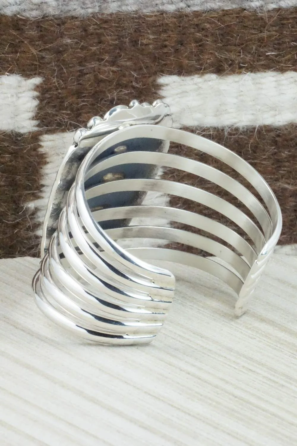 Turquoise & Sterling Silver Bracelet - Leslie Nez - Image 7