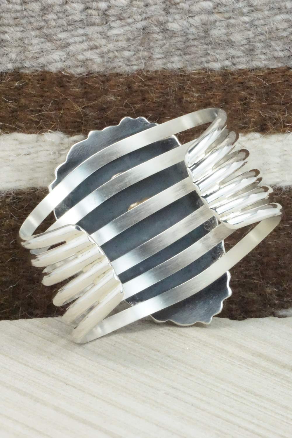 Turquoise & Sterling Silver Bracelet - Leslie Nez - Image 8