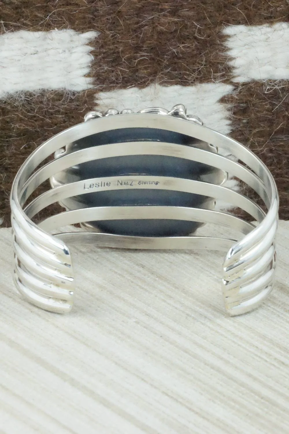 Turquoise & Sterling Silver Bracelet - Leslie Nez - Image 7