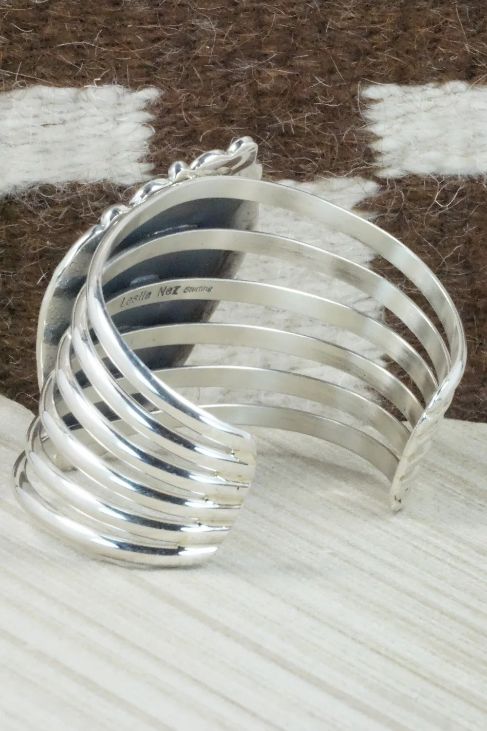 Turquoise & Sterling Silver Bracelet - Leslie Nez - Image 4