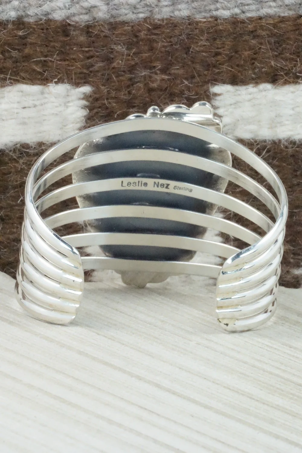 Turquoise & Sterling Silver Bracelet - Leslie Nez - Image 7