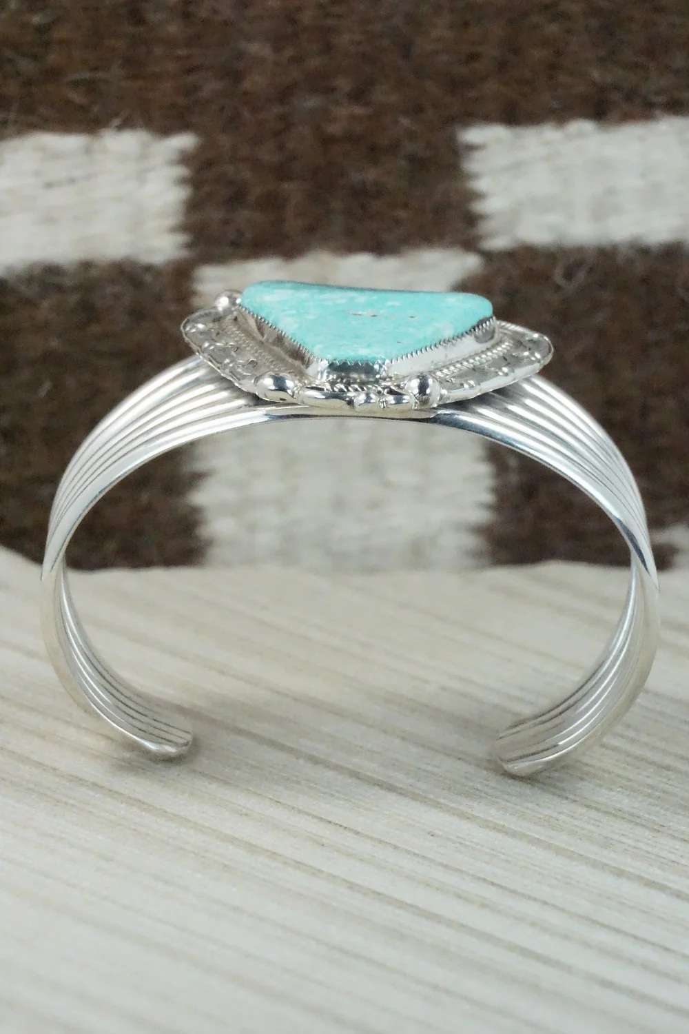 Turquoise & Sterling Silver Bracelet - Leslie Nez - Image 8