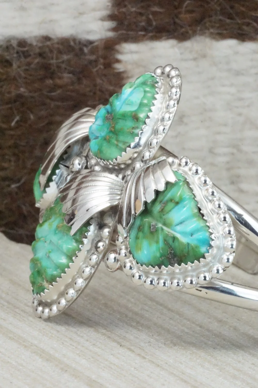 Turquoise & Sterling Silver Bracelet - Lyolita Tsattie - Image 4