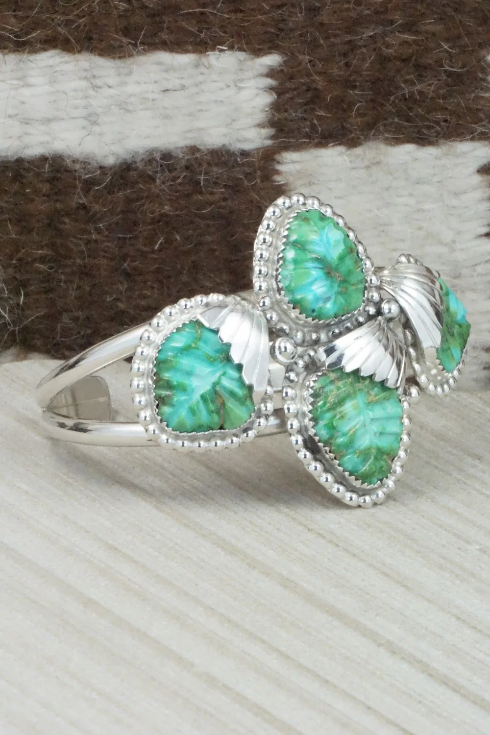 Turquoise & Sterling Silver Bracelet - Lyolita Tsattie - Image 7