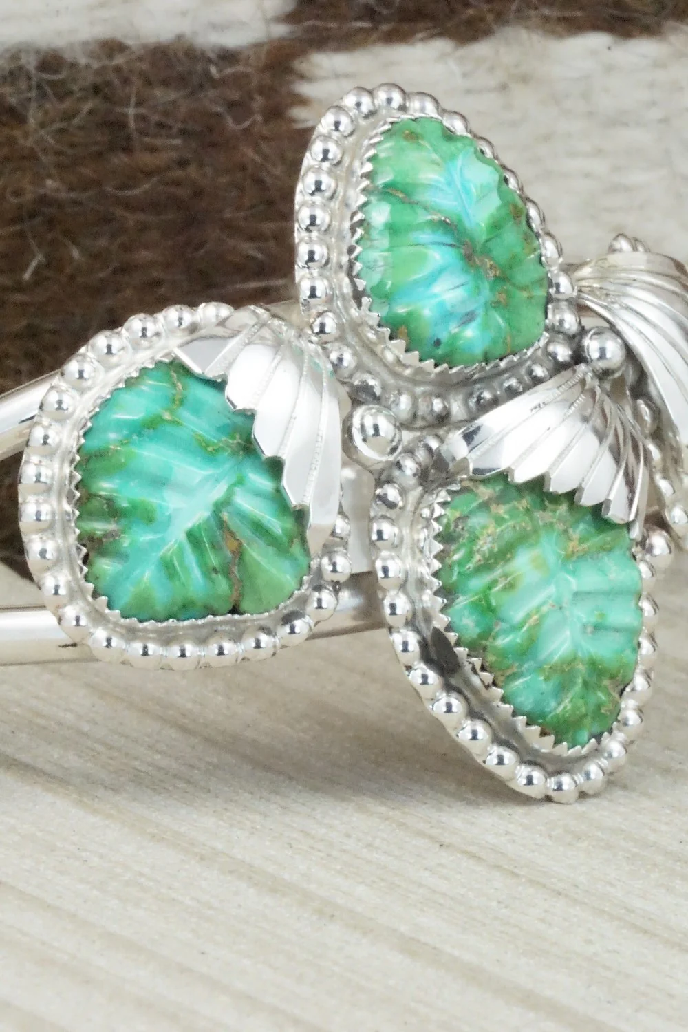 Turquoise & Sterling Silver Bracelet - Lyolita Tsattie - Image 8