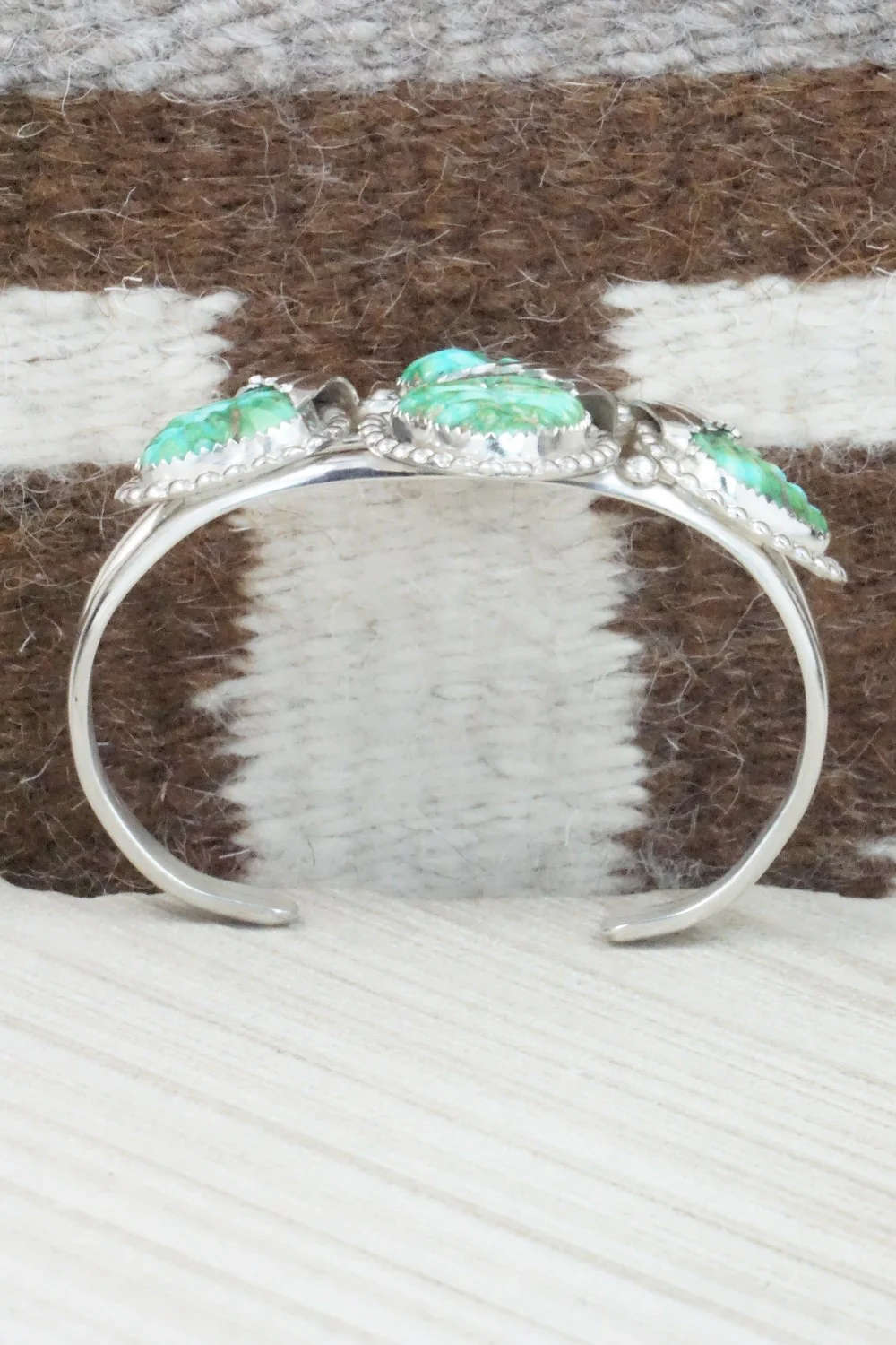 Turquoise & Sterling Silver Bracelet - Lyolita Tsattie - Image 9