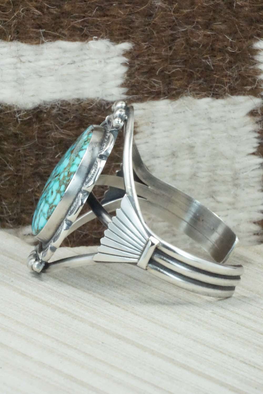 Turquoise & Sterling Silver Bracelet - Raymond Delgarito - Image 4