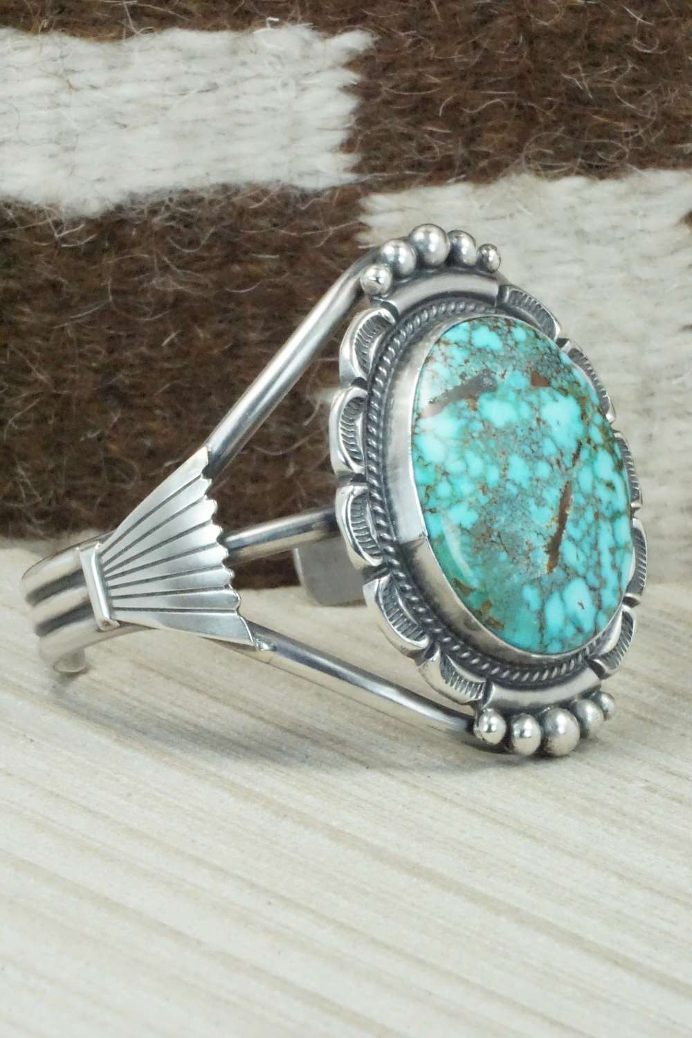 Turquoise & Sterling Silver Bracelet - Raymond Delgarito - Image 7