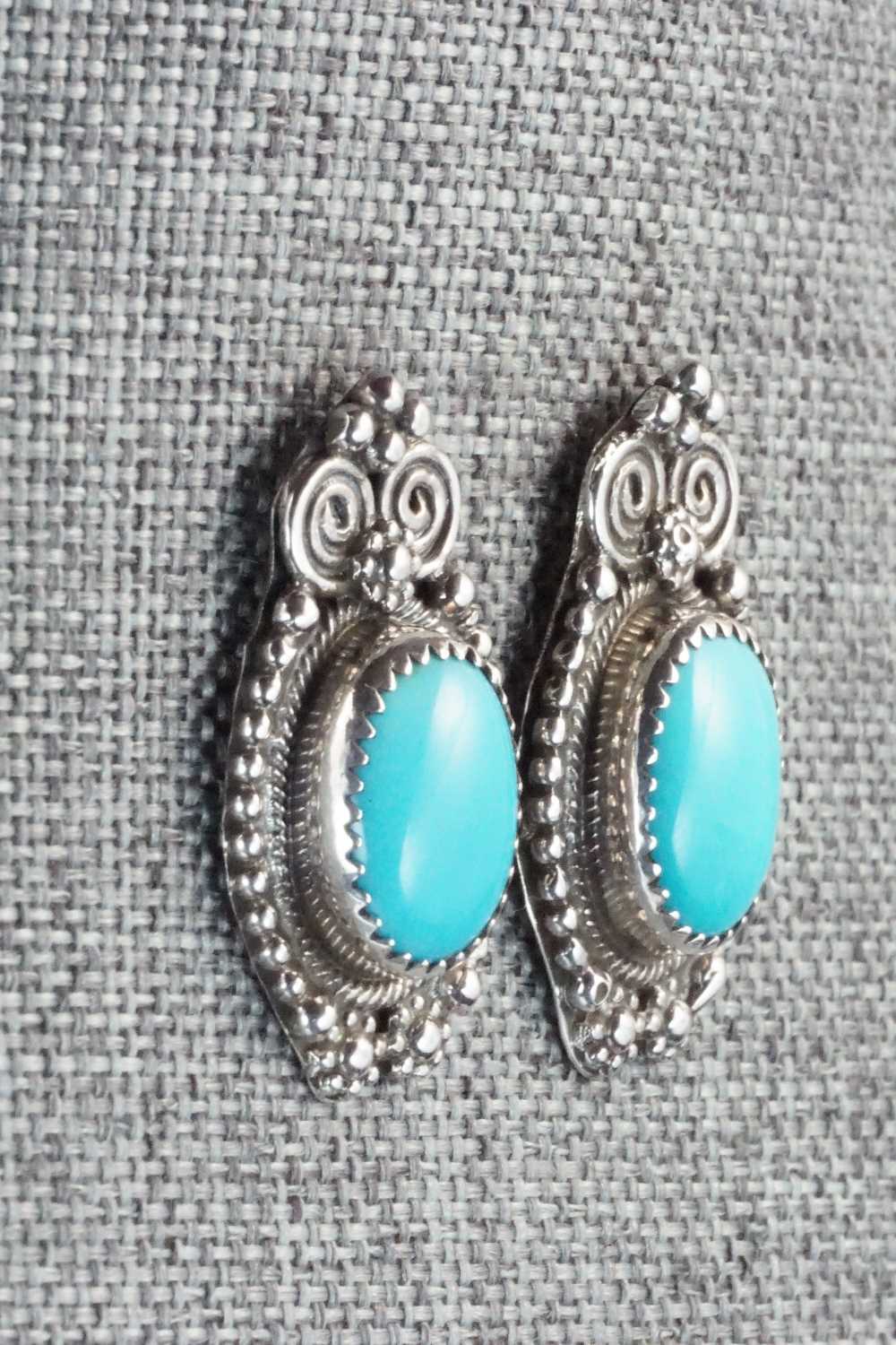 Turquoise & Sterling Silver Earrings - Circle J. W. - Image 3
