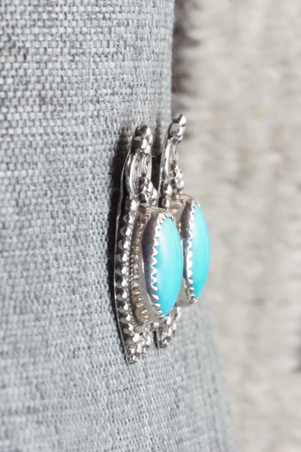 Turquoise & Sterling Silver Earrings - Circle J. W. - Image 4