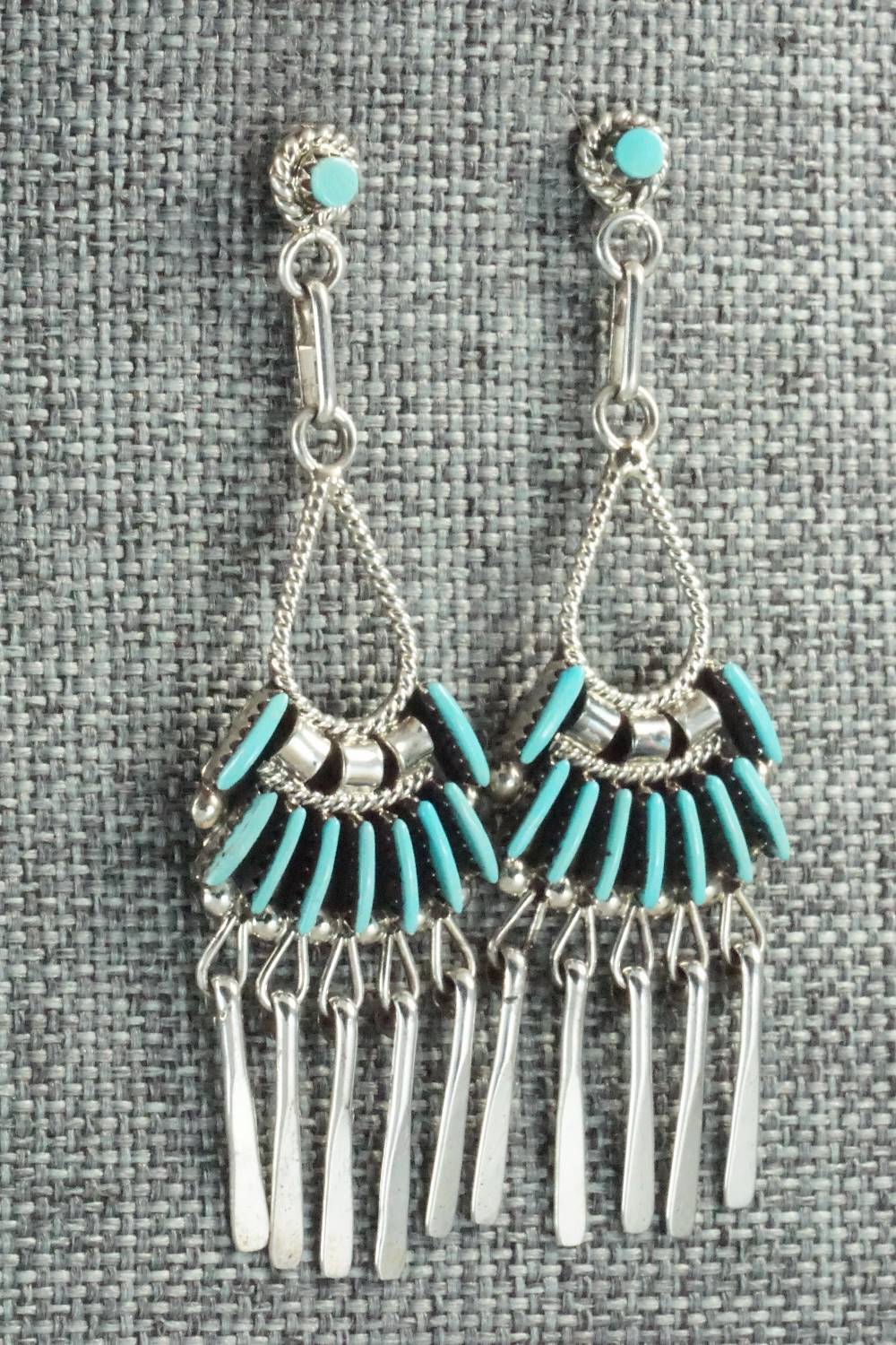 Turquoise & Sterling Silver Earrings - Edmund Cooeyate - Image 4