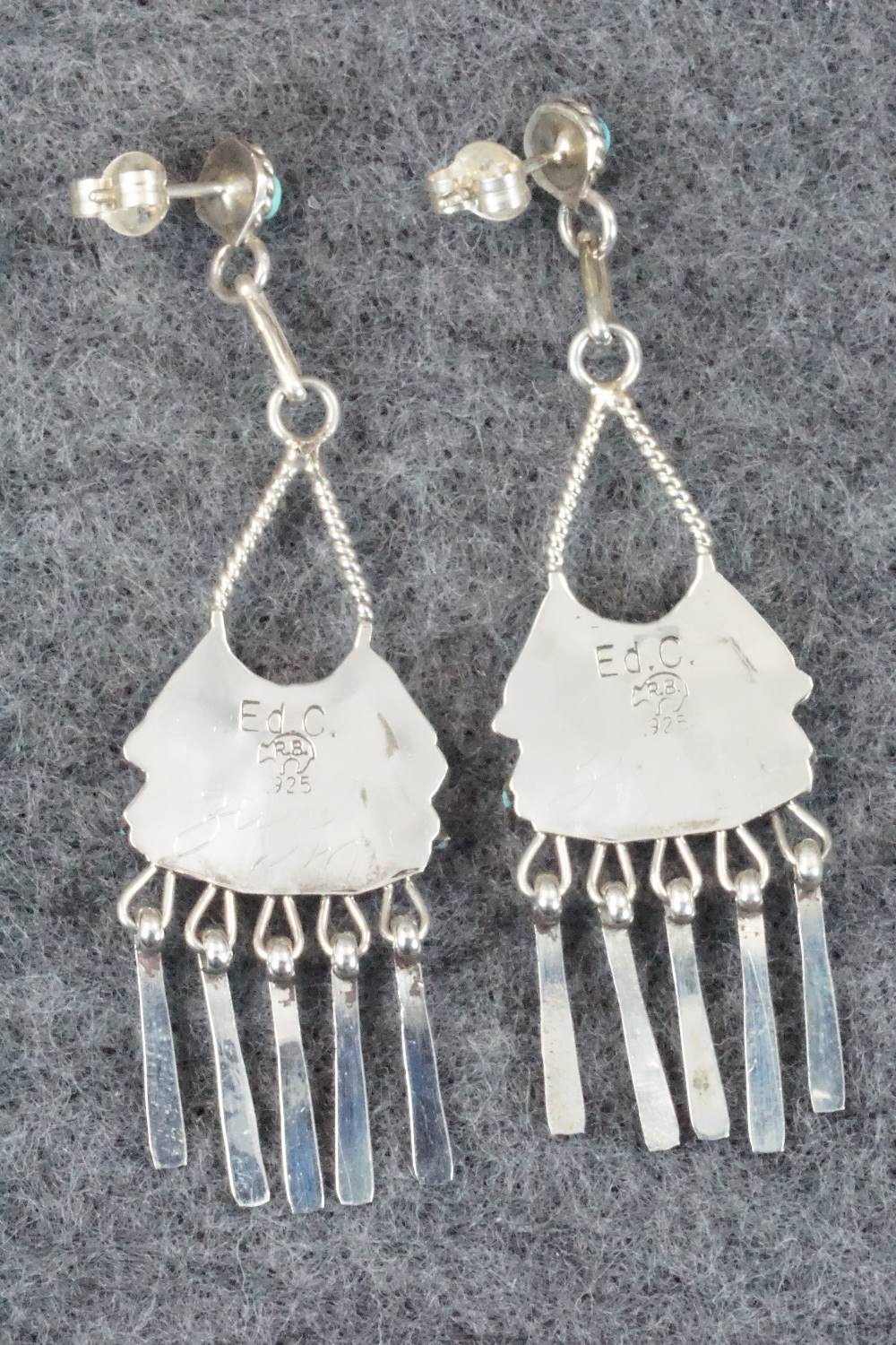 Turquoise & Sterling Silver Earrings - Edmund Cooeyate - Image 6