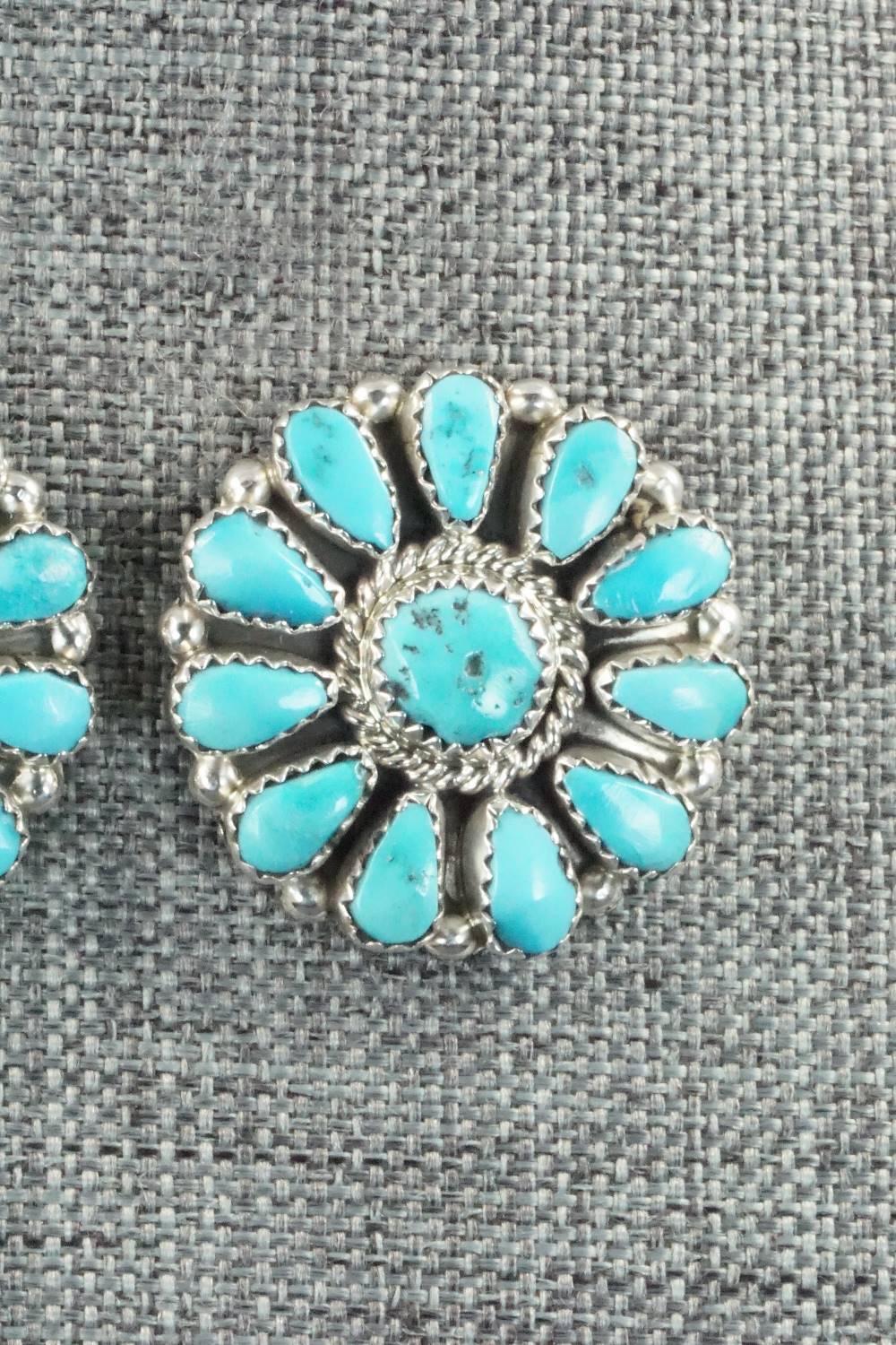 Turquoise & Sterling Silver Earrings - Eunise Wilson - Image 3