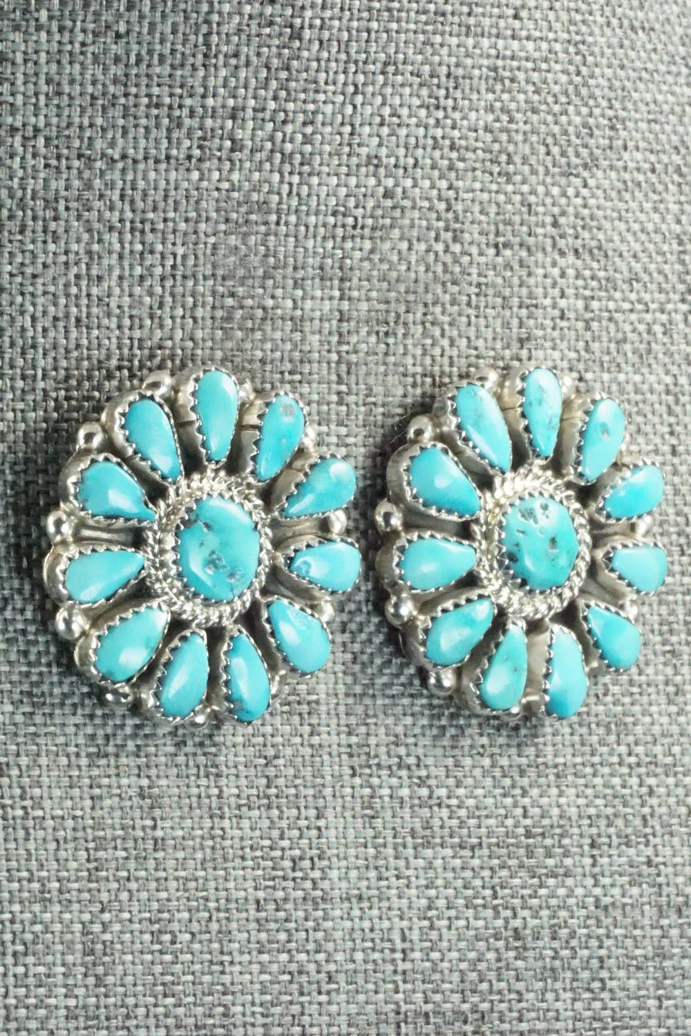 Turquoise & Sterling Silver Earrings - Eunise Wilson - Image 6