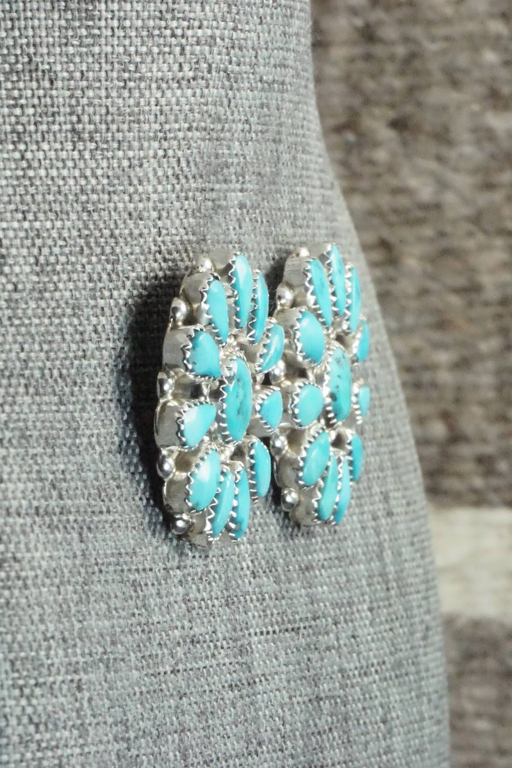 Turquoise & Sterling Silver Earrings - Eunise Wilson - Image 7