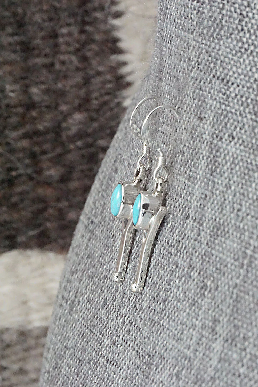 Turquoise & Sterling Silver Earrings - Gary Shorty - Image 3