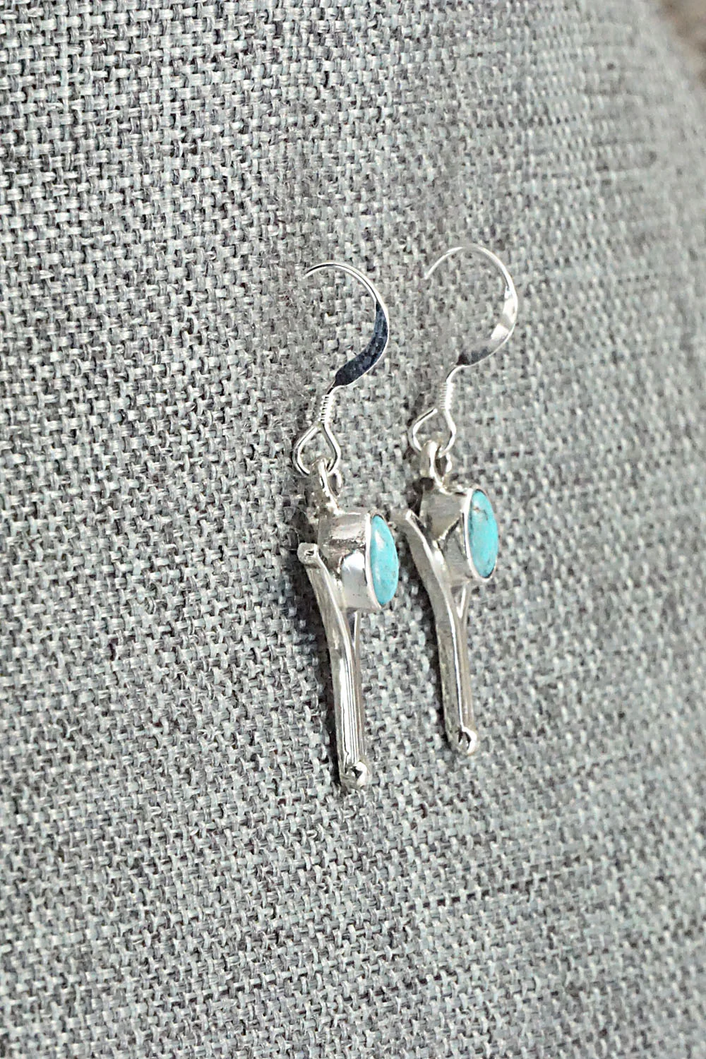 Turquoise & Sterling Silver Earrings - Gary Shorty - Image 5