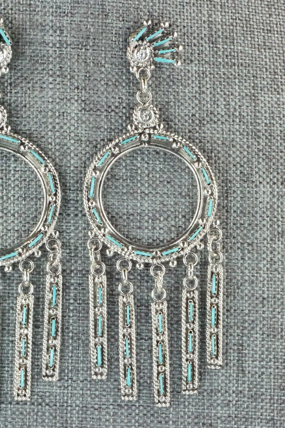 Turquoise & Sterling Silver Earrings - Kevin Leekity - Image 3