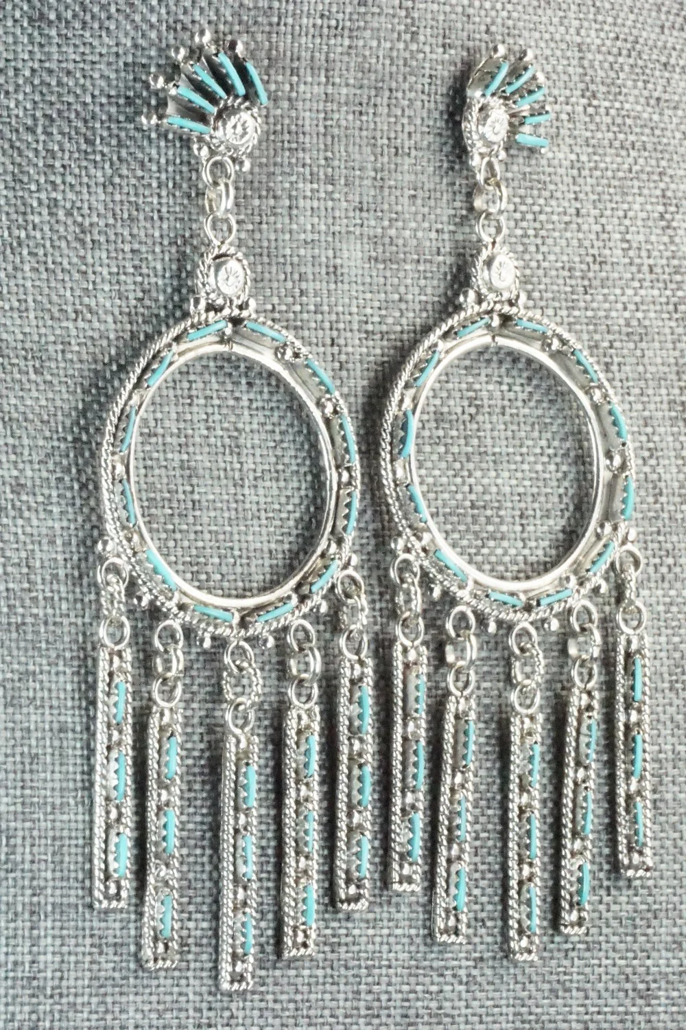 Turquoise & Sterling Silver Earrings - Kevin Leekity - Image 6