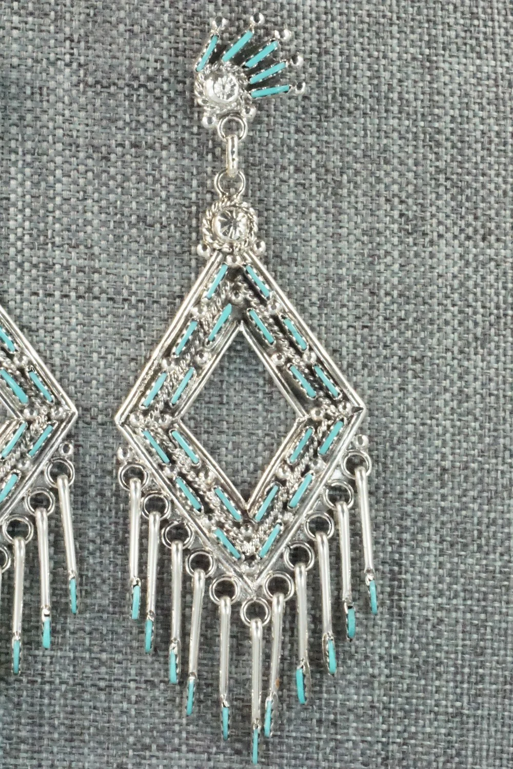 Turquoise & Sterling Silver Earrings - Kevin Leekity - Image 3