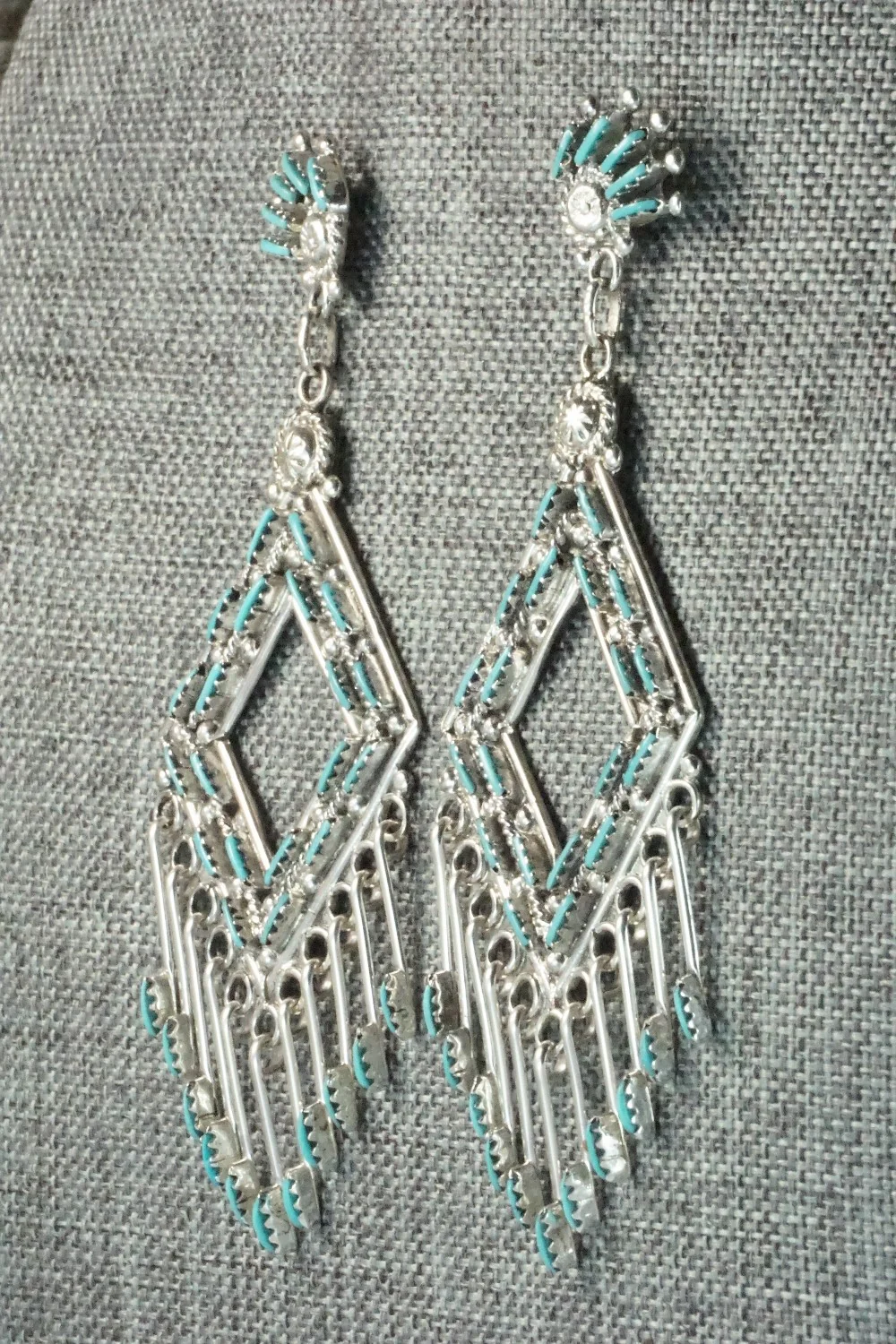 Turquoise & Sterling Silver Earrings - Kevin Leekity - Image 4