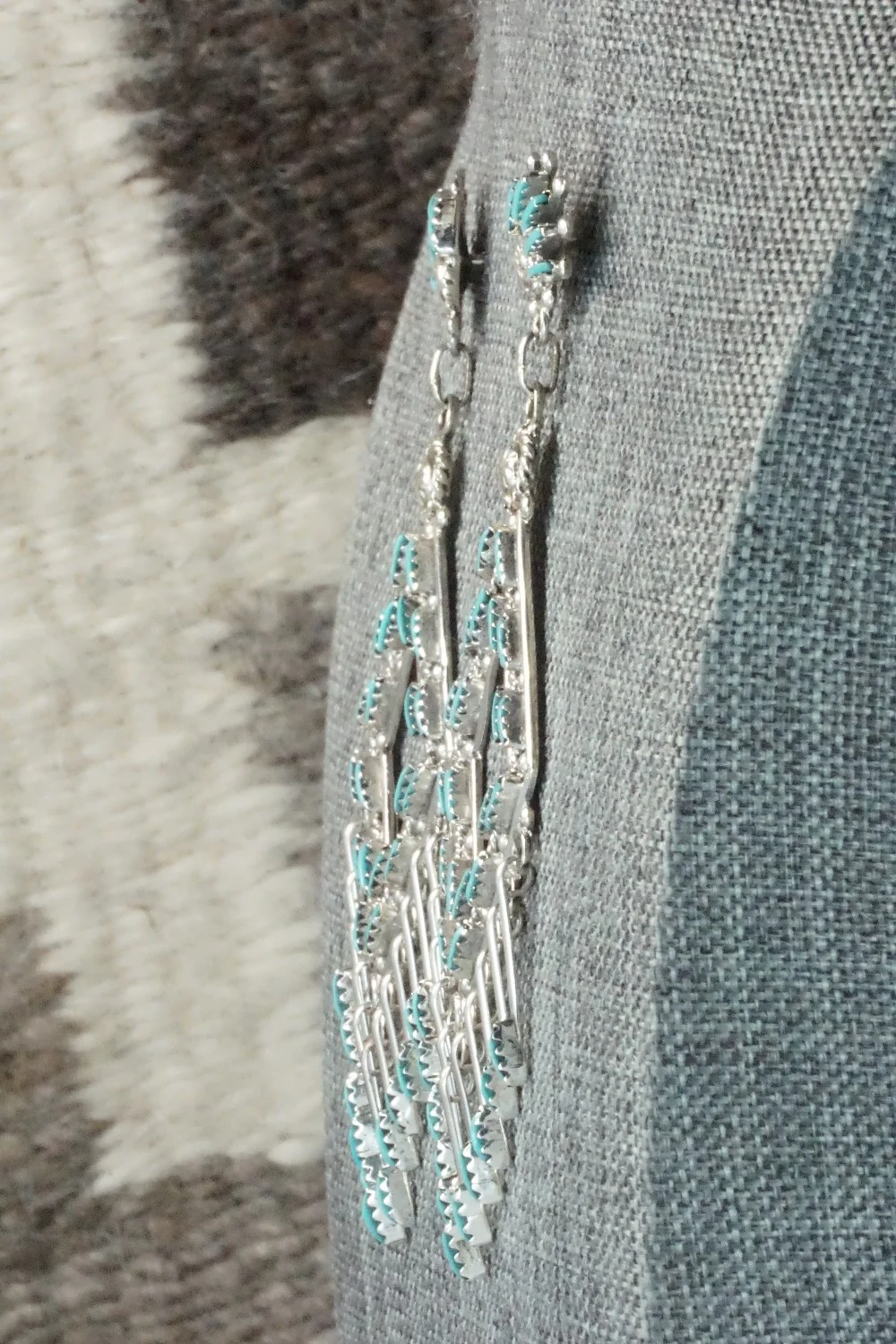Turquoise & Sterling Silver Earrings - Kevin Leekity - Image 5