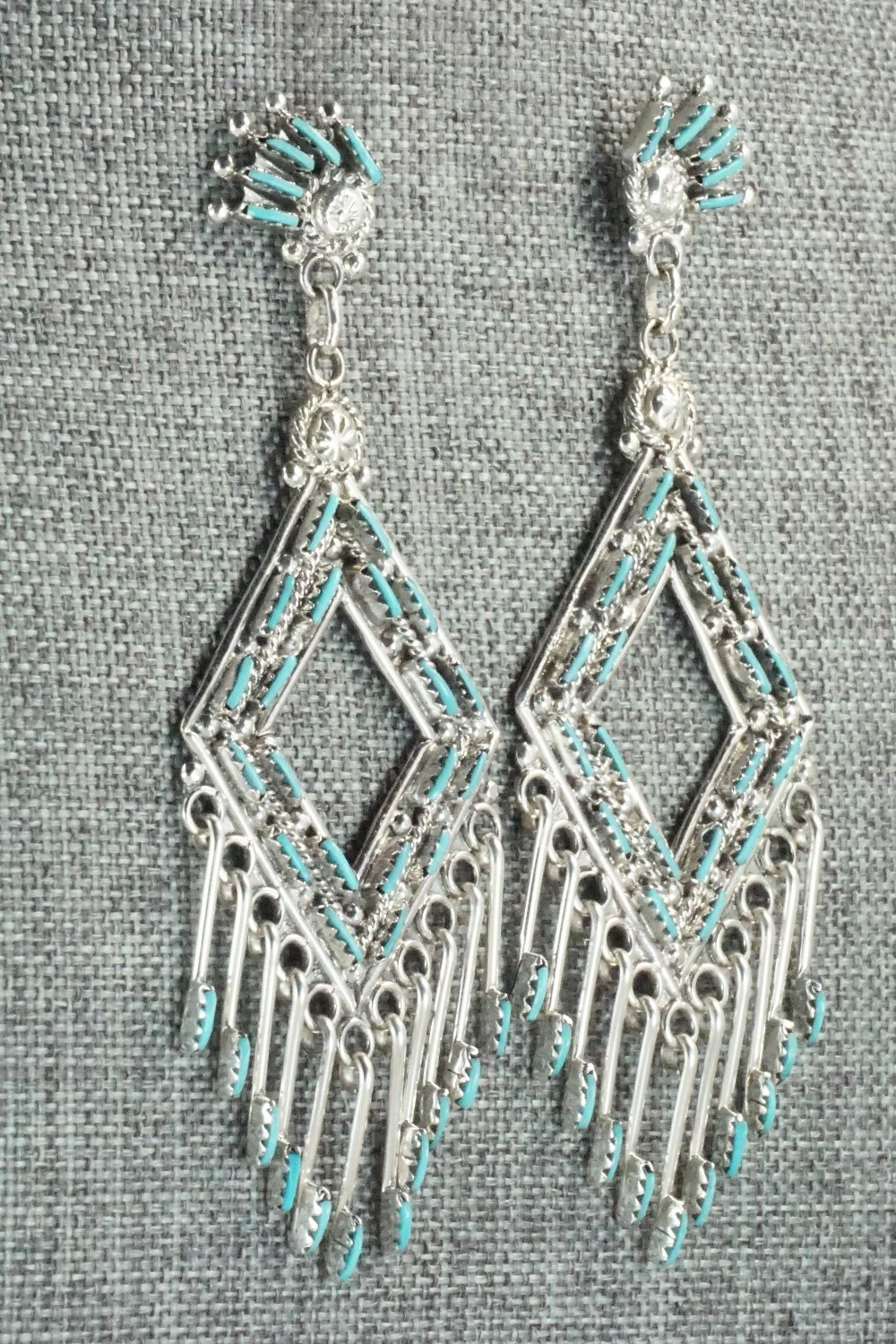 Turquoise & Sterling Silver Earrings - Kevin Leekity - Image 6