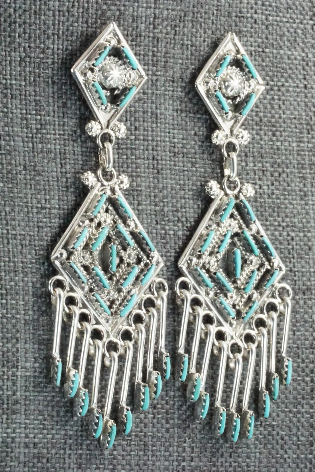 Turquoise & Sterling Silver Earrings - Kevin Leekity - Image 4