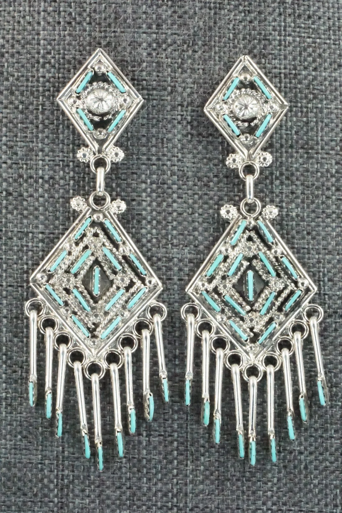 Turquoise & Sterling Silver Earrings - Kevin Leekity - Image 7