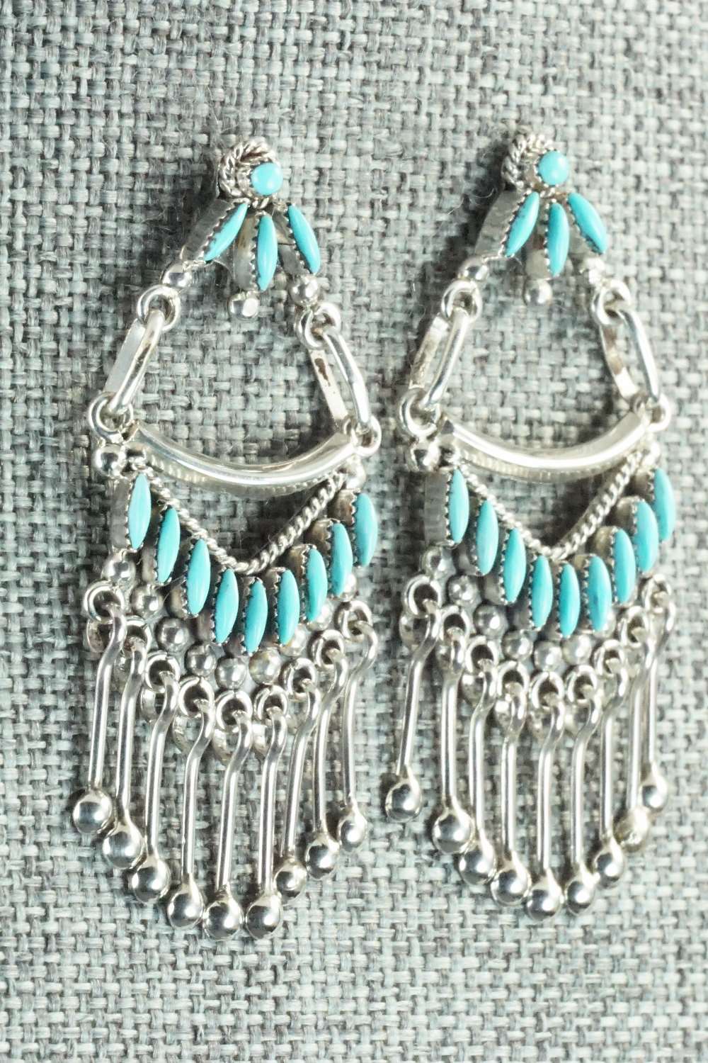 Turquoise & Sterling Silver Earrings - Stewart Nakatewa - Image 4