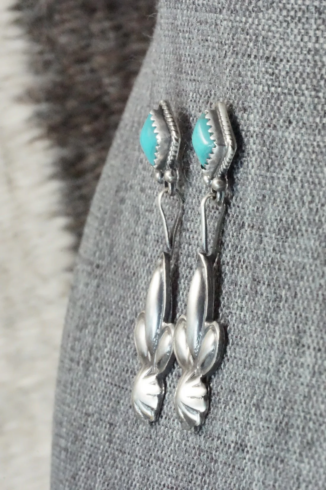 Turquoise & Sterling Silver Earrings - Verley Betone - Image 3