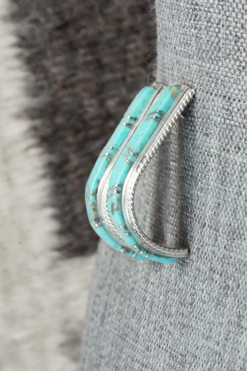 Turquoise & Sterling Silver Inlay Earrings - Deirdre Luna - Image 3