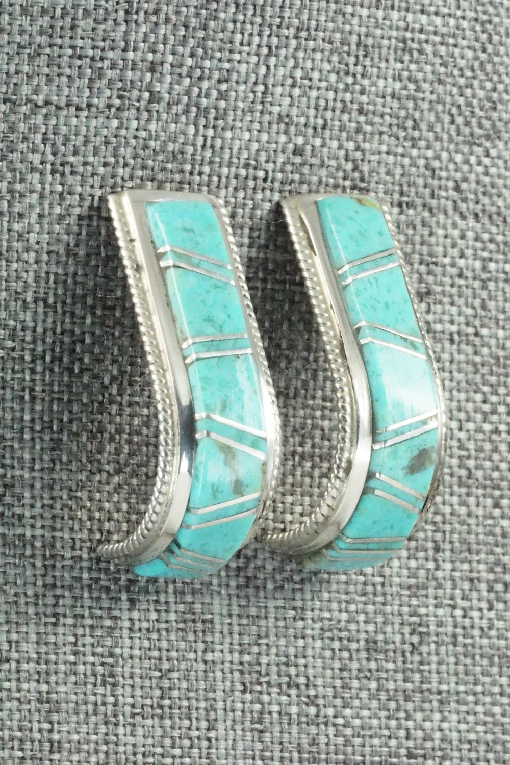 Turquoise & Sterling Silver Inlay Earrings - Deirdre Luna - Image 4