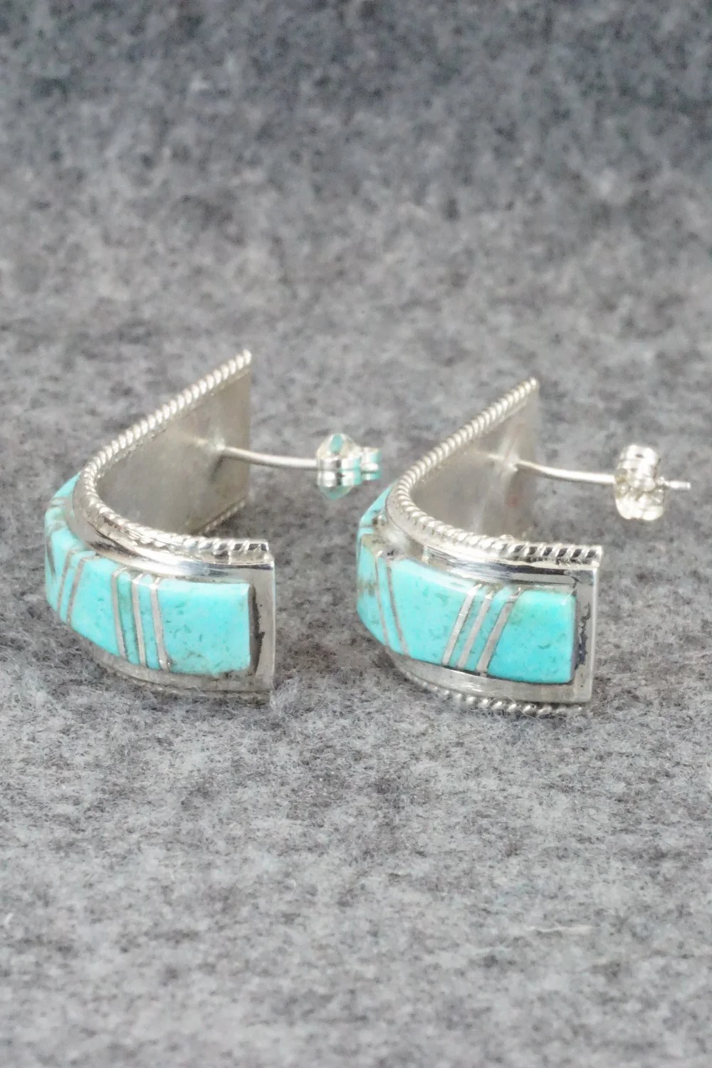 Turquoise & Sterling Silver Inlay Earrings - Deirdre Luna - Image 6