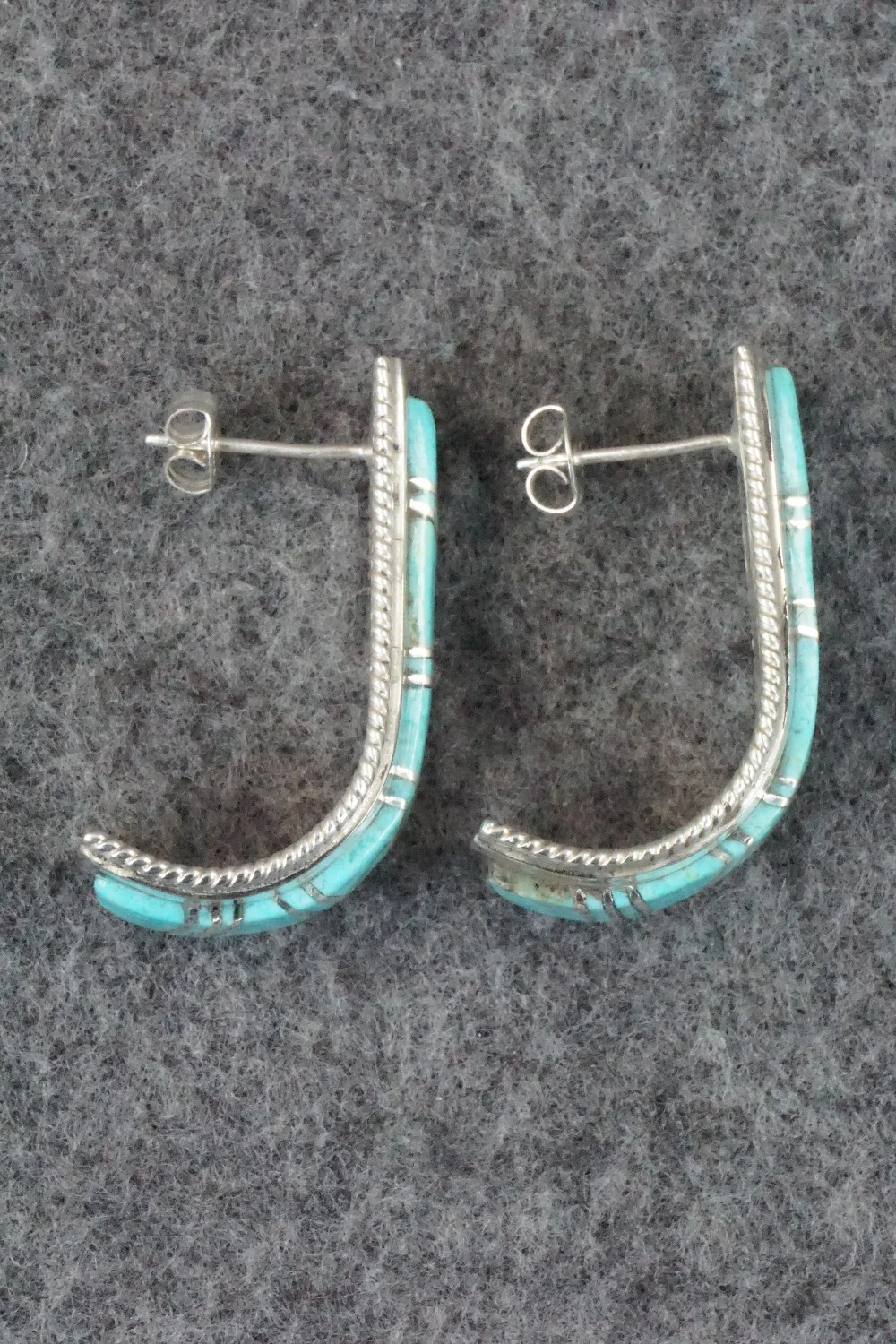 Turquoise & Sterling Silver Inlay Earrings - Deirdre Luna - Image 8