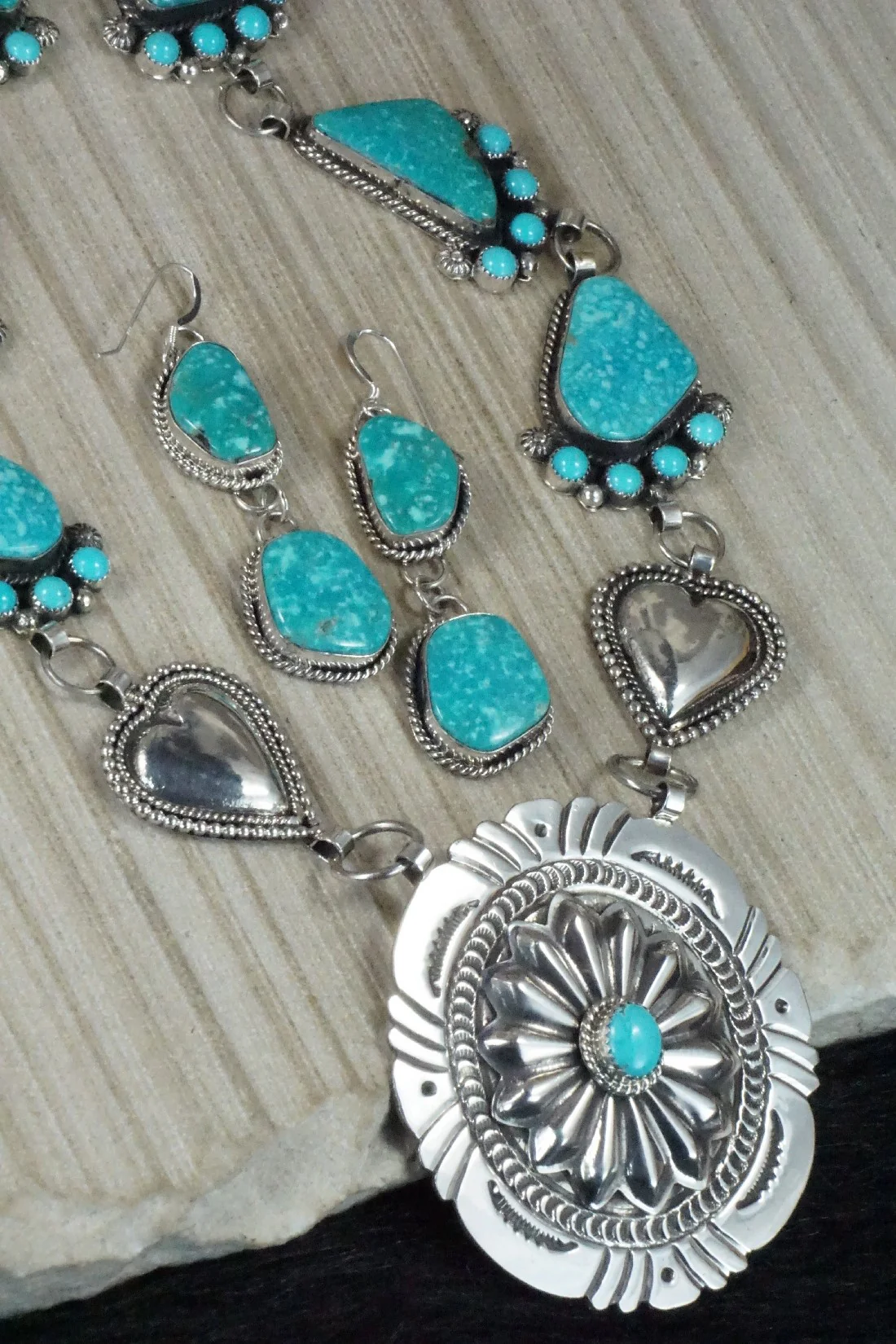 Turquoise & Sterling Silver Necklace and Earrings - Hemerson Brown - Image 9