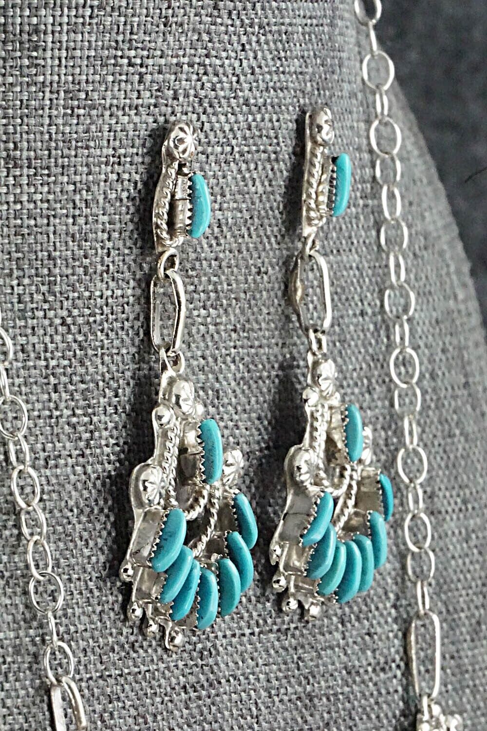 Turquoise & Sterling Silver Necklace and Earrings Set - Bernadette Wyaco - Image 10