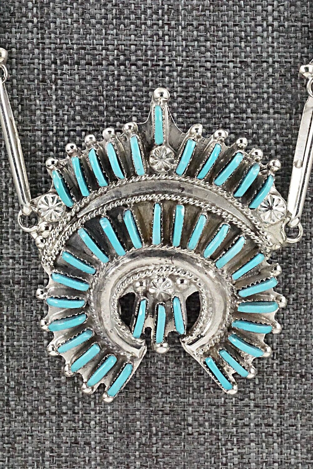 Turquoise & Sterling Silver Necklace and Earrings Set - Bernadette Wyaco - Image 3